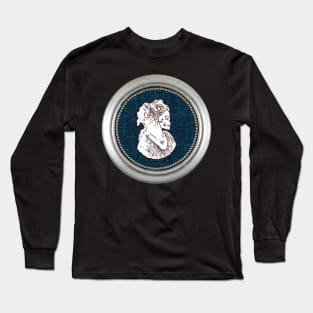 Cameo Bust Skull Mask On Blue Long Sleeve T-Shirt